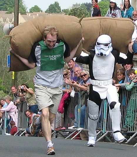 A different kind of sack race takes place in Tetbury each year.